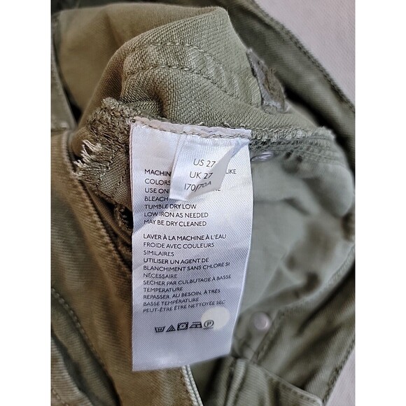 We The Free Jeans Womens Crop 26x26.5 Distressed Green Mid Rise Frayed Stretch - Picture 14 of 16